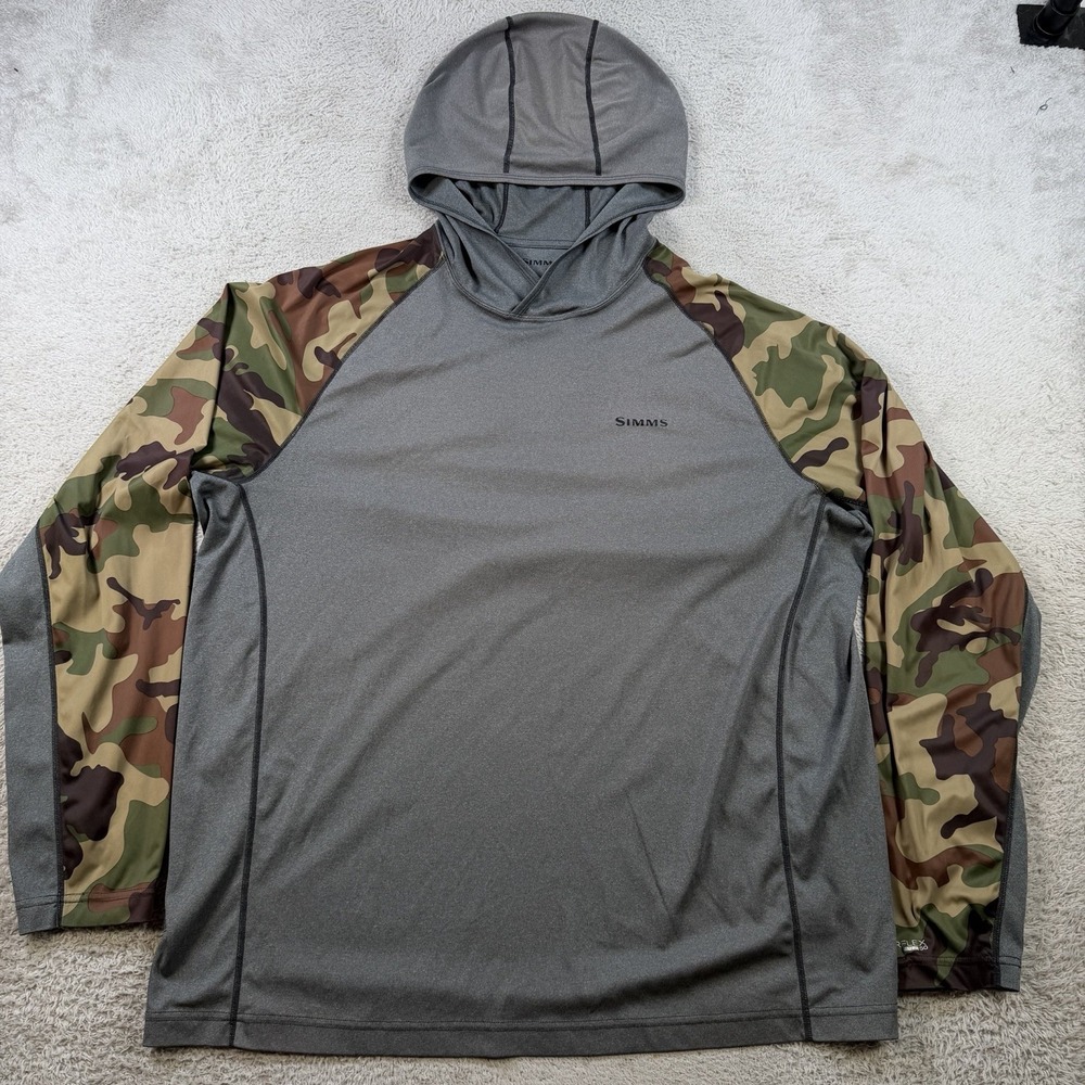Pelagic Hoodie Mens XL Grey Camo Performance Lightweight Fishing Outdoor UPF